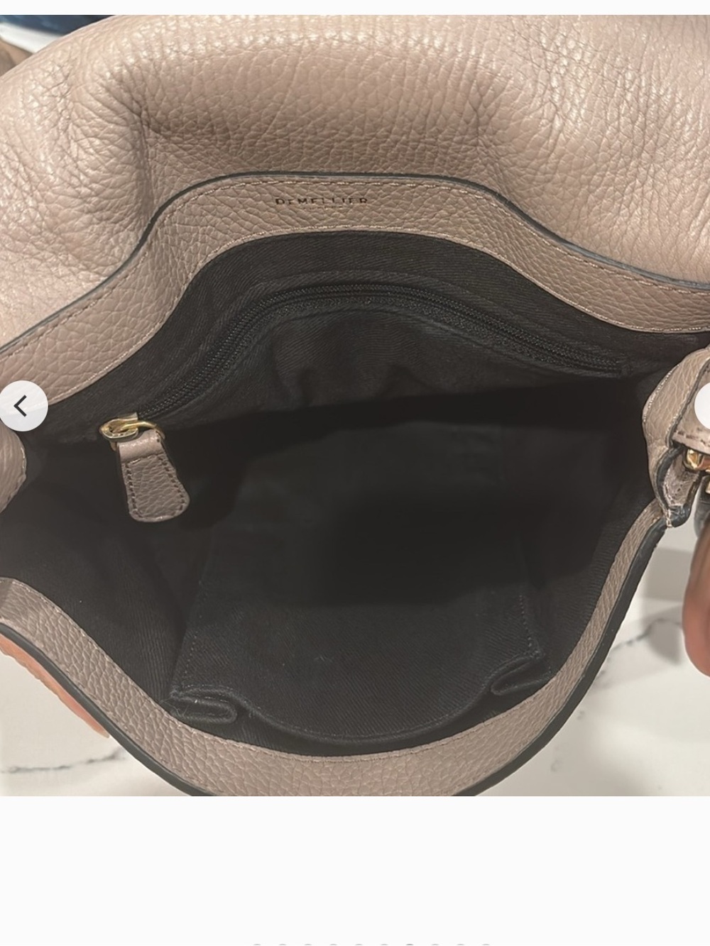 DeMellier Shoulder Crossbody Hand Bag Pebbled  Leather Khaki Color - Picture 6 of 8